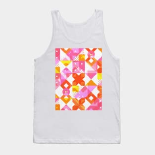 X Square Bubblegum Geometric Pattern Tank Top